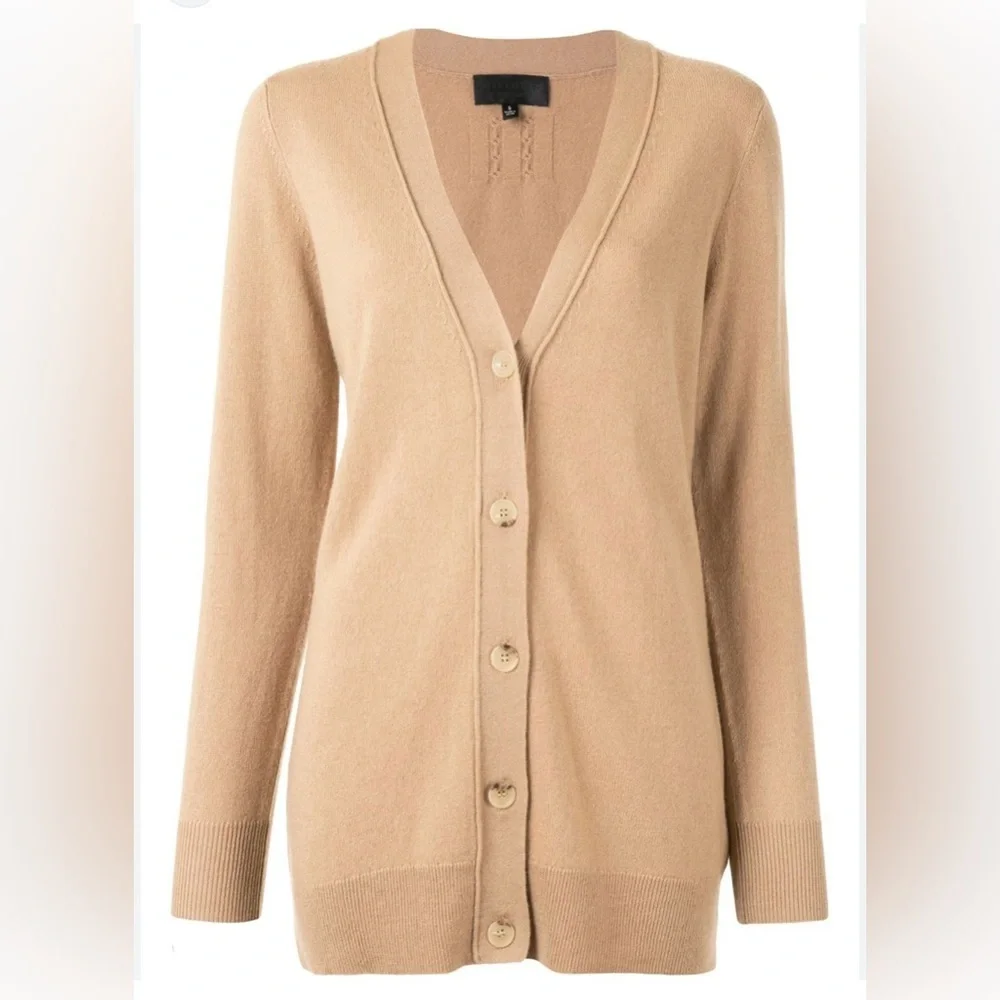 Nili Lotan Malory Camel 100% Cashmere Button Front Cardigan Size XS - Picture 2 of 7